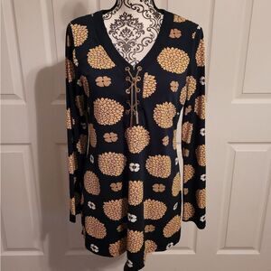 Charter Club blue and yellow floral tunic top